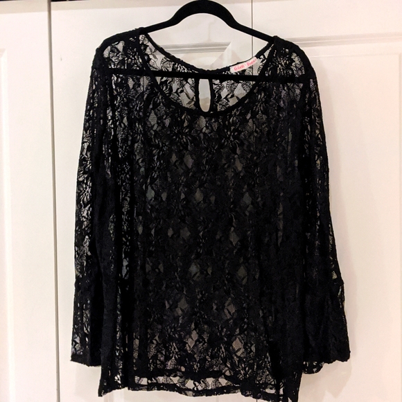 Glam rox black lace top - Picture 1 of 4
